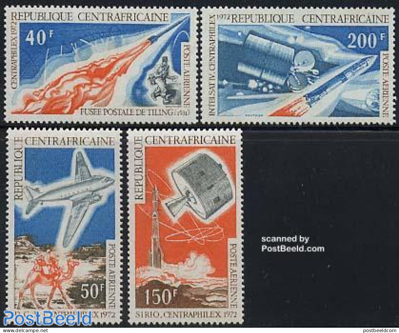 Central Africa 1972 Centraphilex, Space 4v, Mint NH, Nature - Transport - Camels - Philately - Post - Aircraft & Aviat.. - Correo Postal