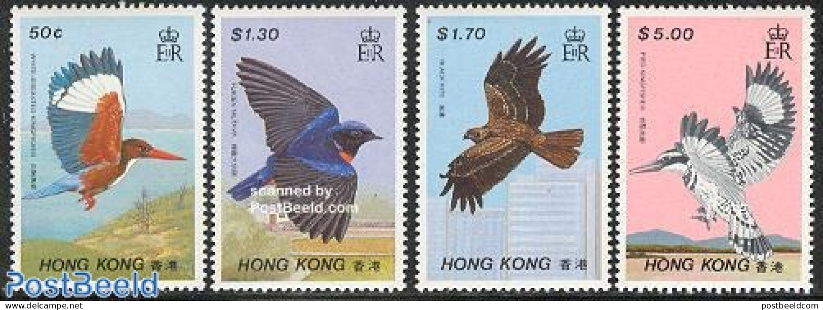 Hong Kong 1988 Birds 4v, Mint NH, Nature - Birds - Birds Of Prey - Kingfishers - Nuevos