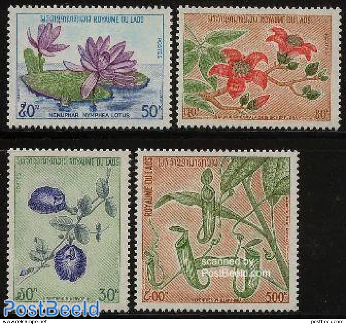 Laos 1974 Wild Flowers 4v, Mint NH, Nature - Flowers & Plants - Laos