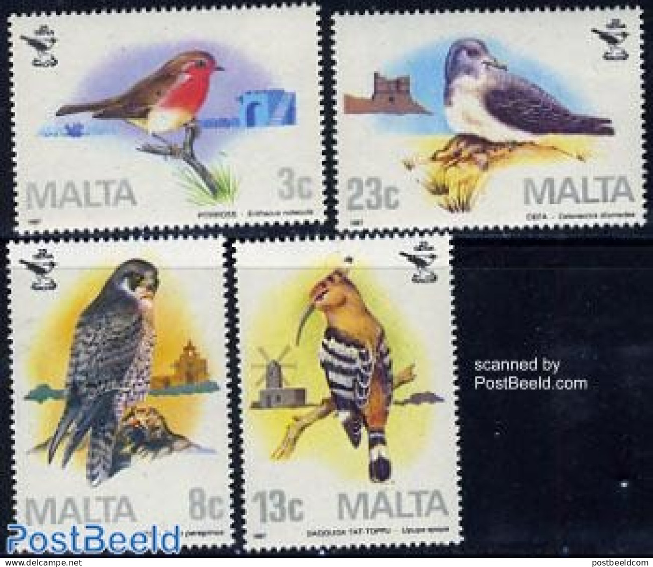 Malta 1987 Birds 4v, Mint NH, Nature - Various - Birds - Birds Of Prey - Mills (Wind & Water) - Molens