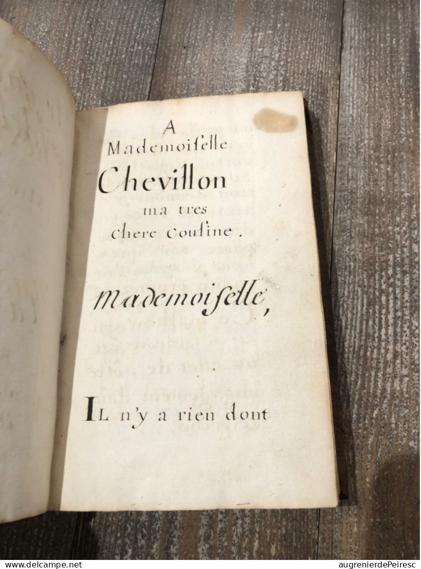 Manuscrit Du Sieur Delalande Pour Sa Cousine Melle Chevillon Sa Cousine 1676 Sur La Vertu - Manuskripte
