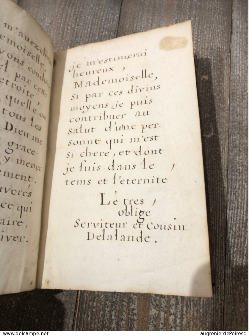 Manuscrit Du Sieur Delalande Pour Sa Cousine Melle Chevillon Sa Cousine 1676 Sur La Vertu - Manoscritti