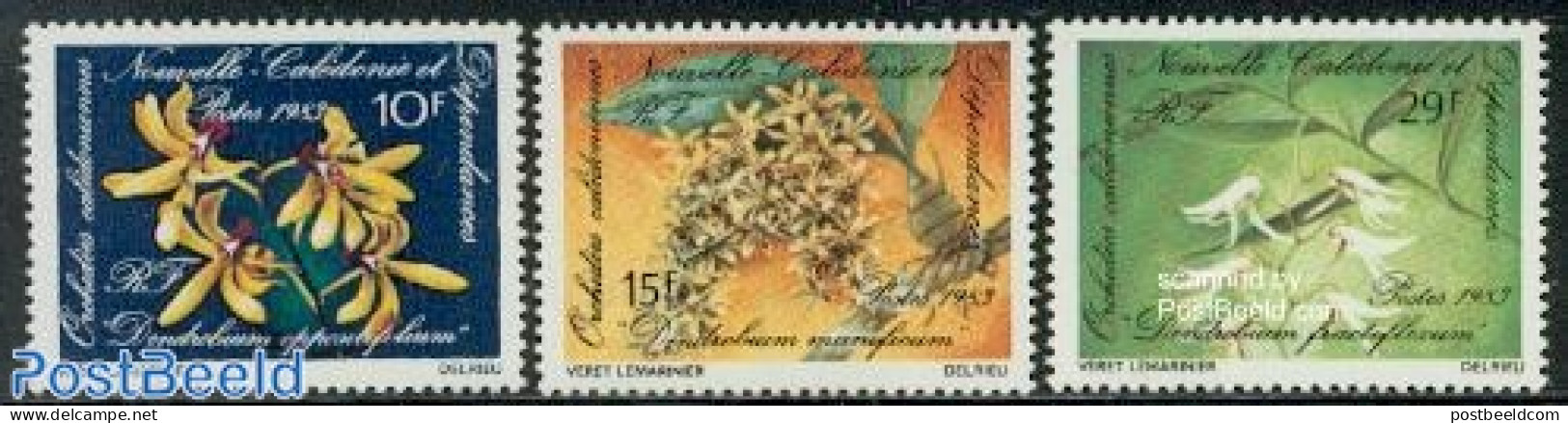 New Caledonia 1983 Orchids 3v, Mint NH, Nature - Flowers & Plants - Orchids - Unused Stamps