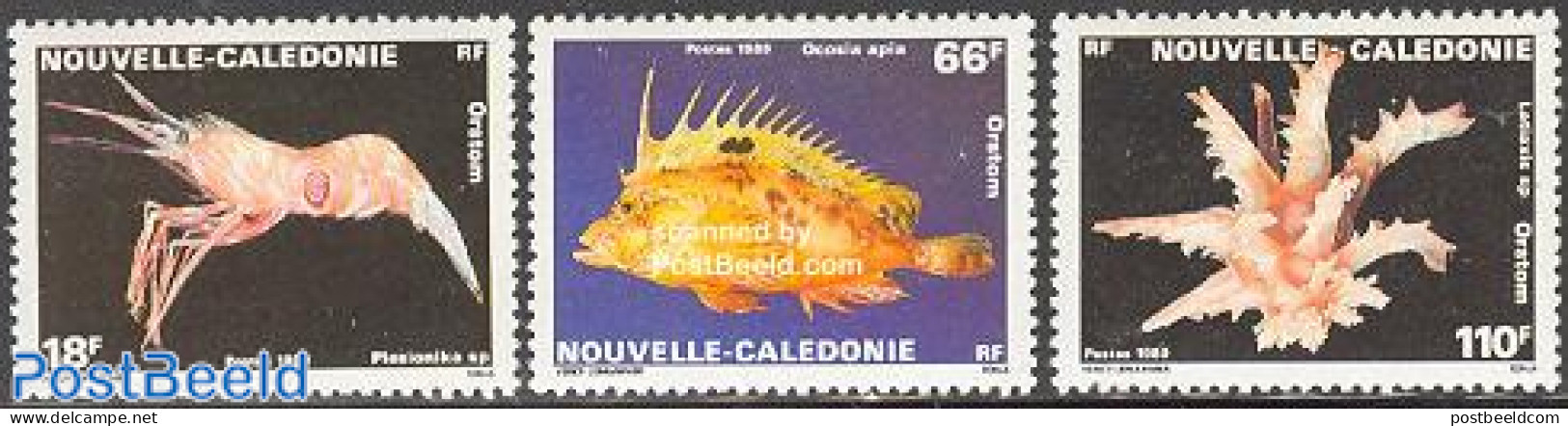 New Caledonia 1989 Deep Sea Life 3v, Mint NH, Nature - Fish - Shells & Crustaceans - Nuevos