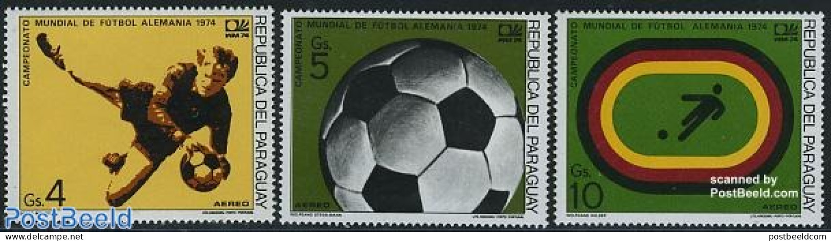 Paraguay 1974 World Cup Football Germany 3v, Mint NH, Sport - Football - Paraguay