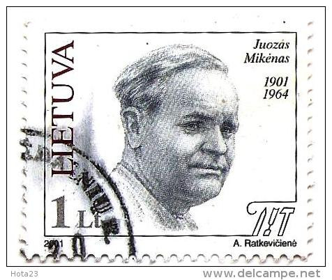 (!) LITHUANIA 2001 1Lt  Famous Person ,JOUZAS MIKENAS 1 LITS  Used (0) (LOT - LT - 004 ) - Lituania