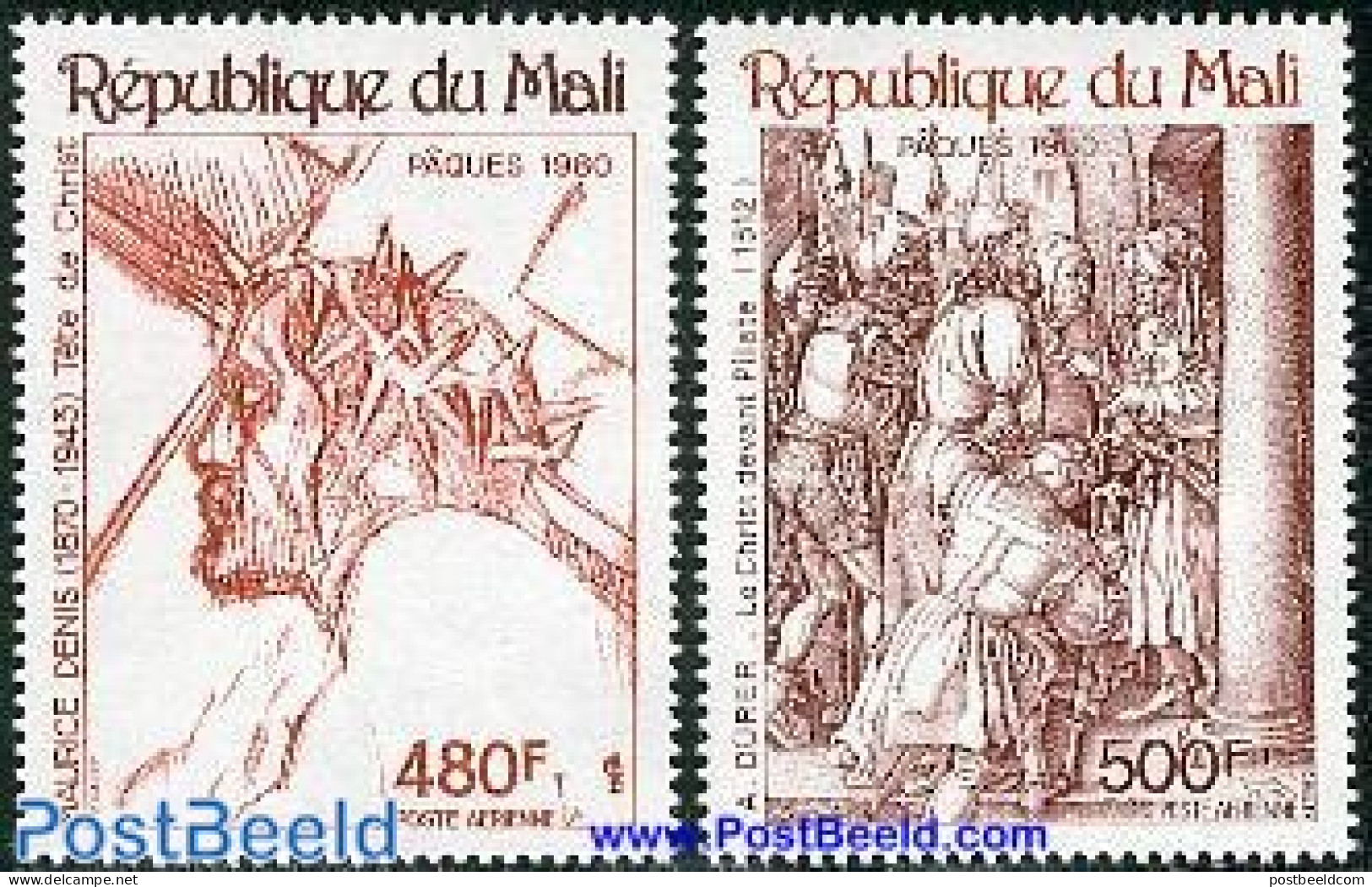 Mali 1980 Easter 2v, Mint NH, Religion - Religion - Art - Dürer, Albrecht - Malí (1959-...)