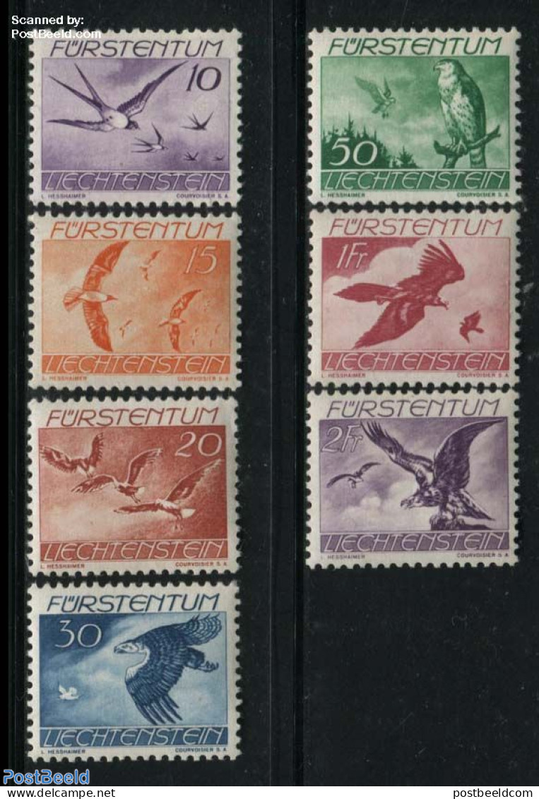 Liechtenstein 1939 Airmail Definitives, Birds 7v, Mint NH, Nature - Birds - Birds Of Prey - Unused Stamps