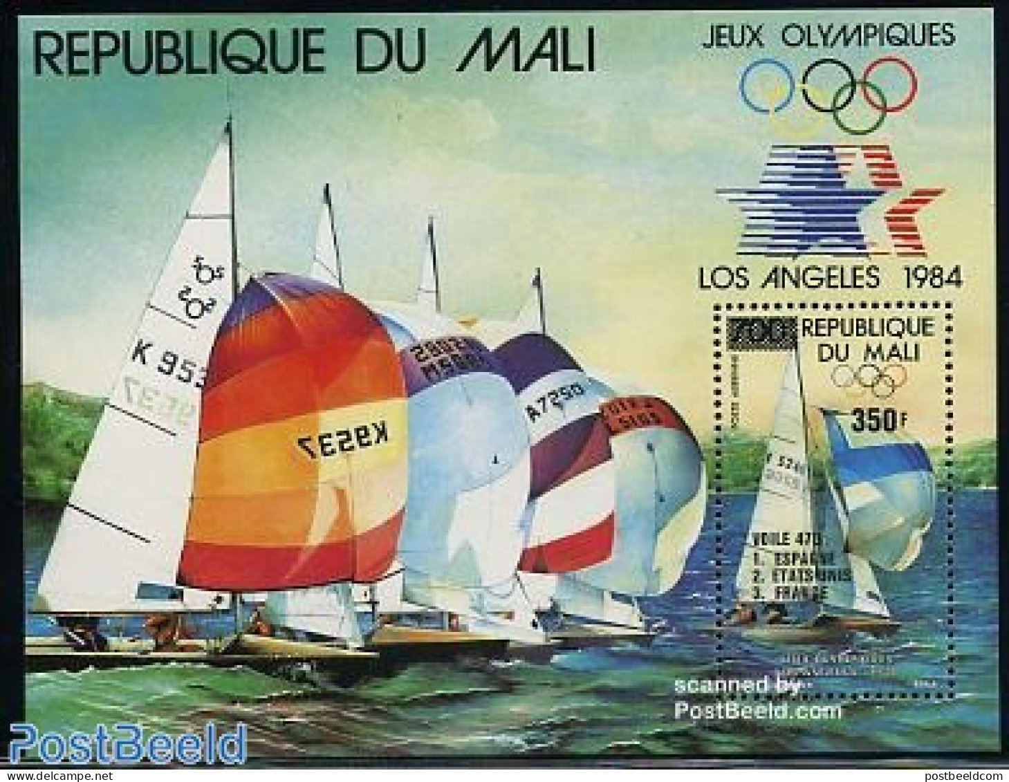 Mali 1984 Olympic Winners S/s, Mint NH, Sport - Transport - Olympic Games - Sailing - Ships And Boats - Voile