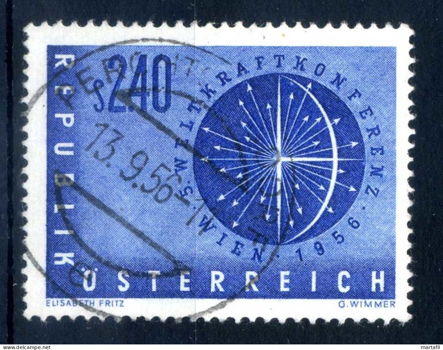 1956 AUSTRIA SET USATO 859 Conf. Mondiale Dell'energia A Vienna - Oblitérés