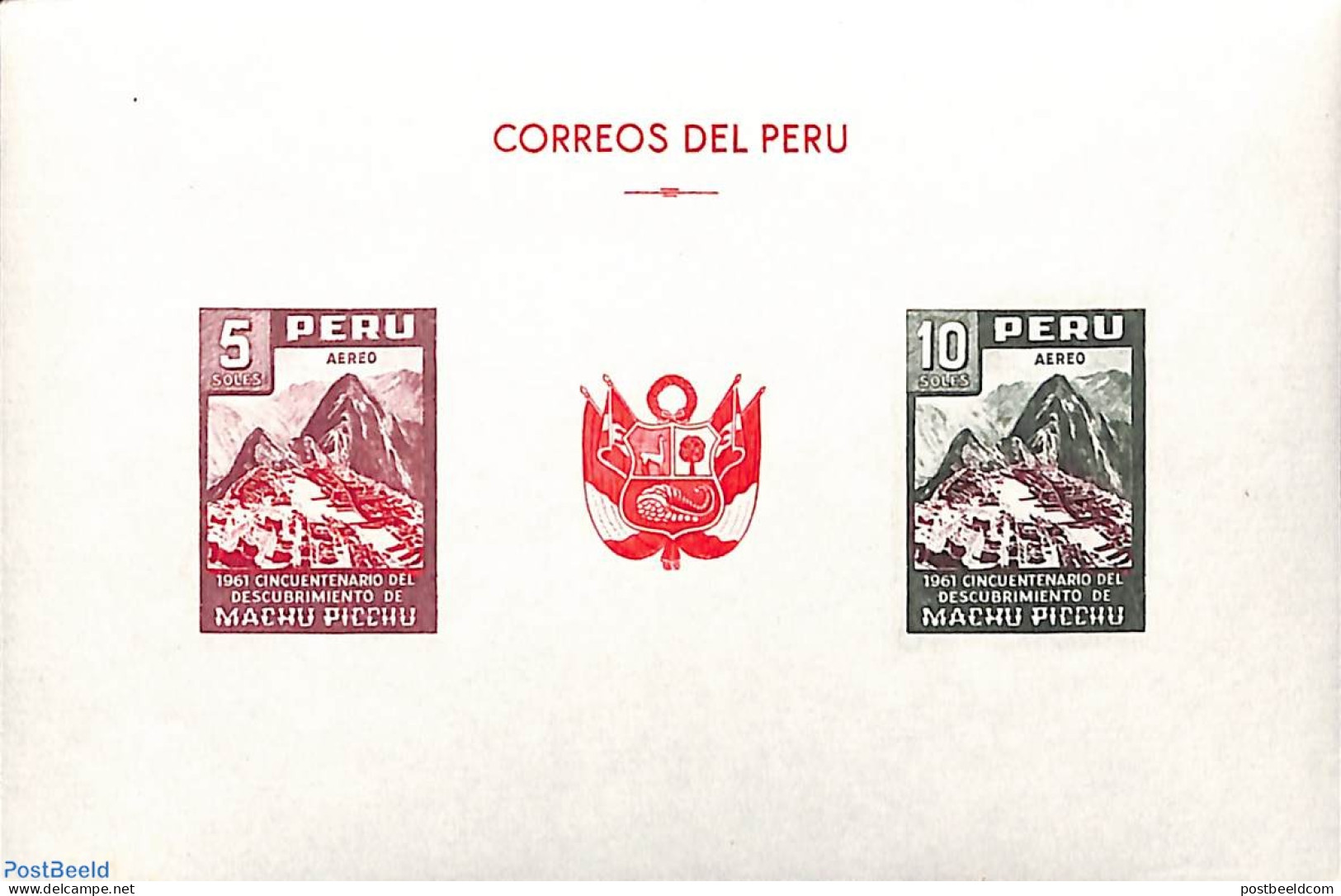 Peru 1961 Machu Picchu S/s, Mint NH, History - Archaeology - Arqueología