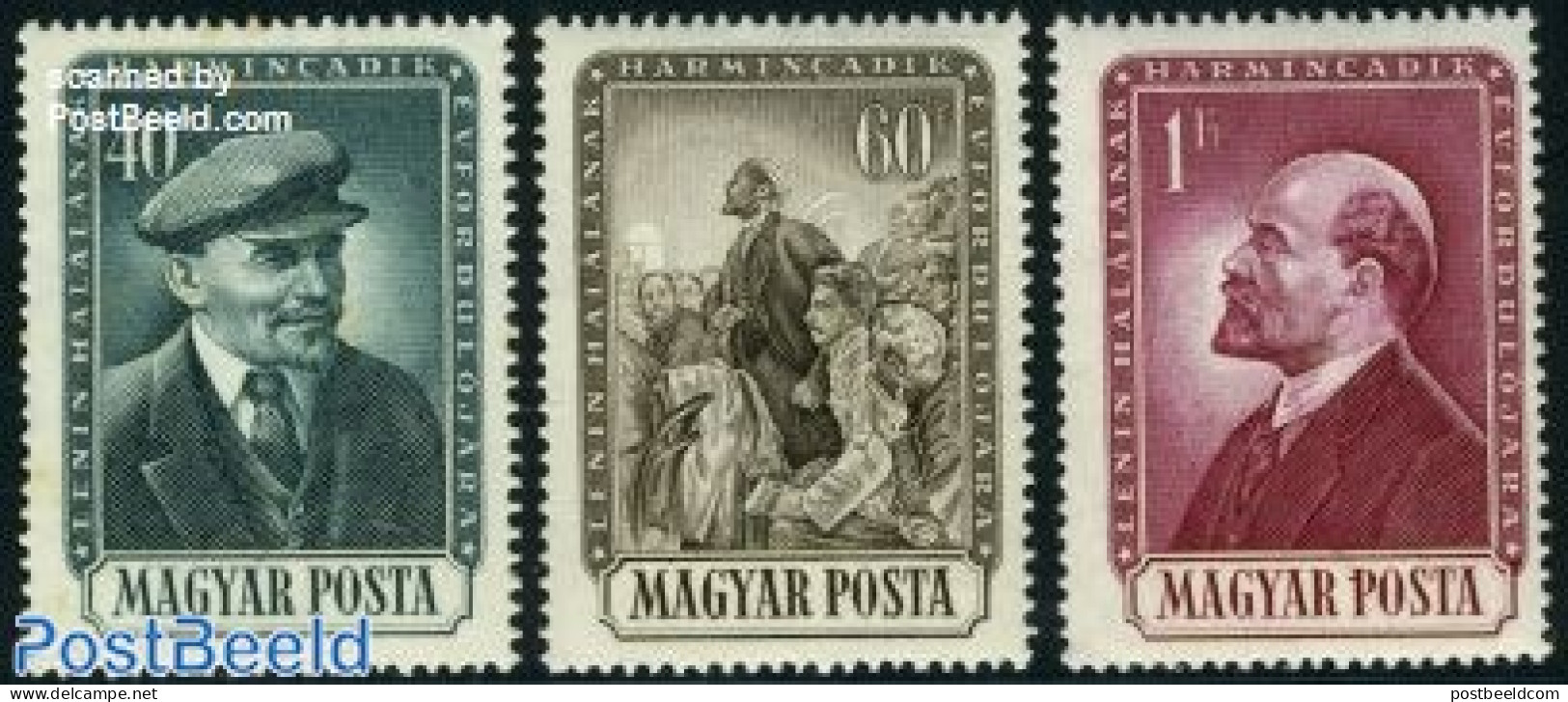 Hungary 1954 Death Of Lenin 3v, Mint NH, History - Lenin - Unused Stamps