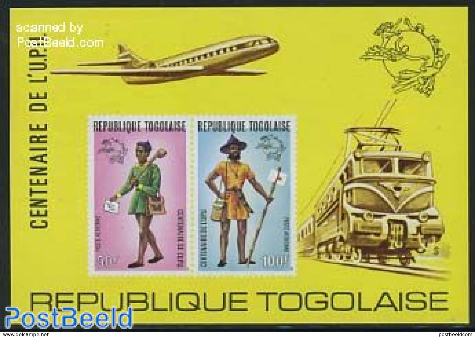 Togo 1974 UPU Centenary S/s Imperforated, Mint NH, Transport - Post - U.P.U. - Railways - Post