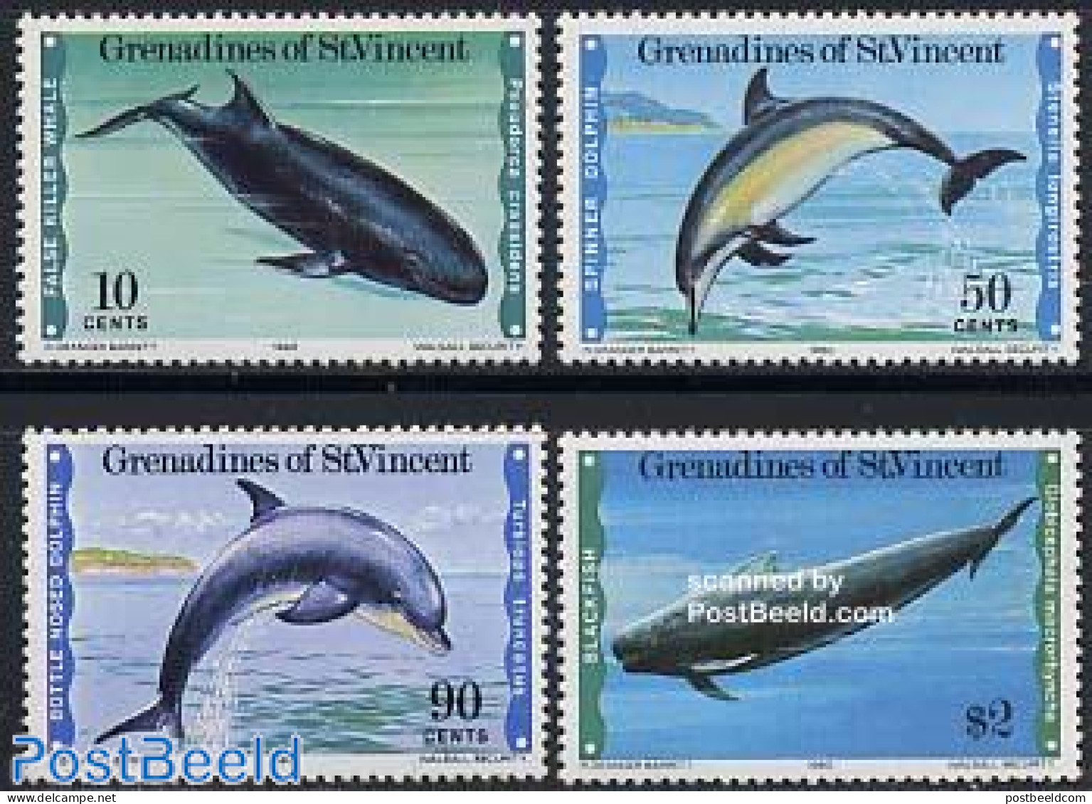 Saint Vincent & The Grenadines 1980 Whales/Dolphins 4v, Mint NH, Nature - Sea Mammals - St.Vincent & Grenadines