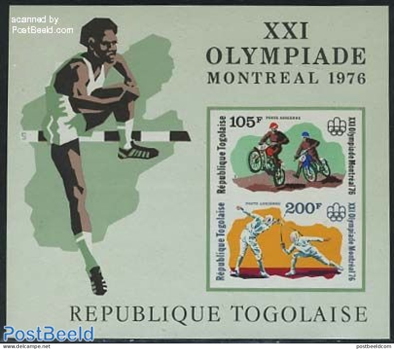 Togo 1976 Olympic Games S/s Imperforated, Mint NH, Sport - Transport - Fencing - Olympic Games - Motorcycles - Fencing