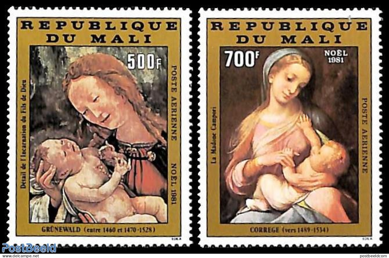 Mali 1981 Christmas, Paintings 2v, Mint NH, Religion - Christmas - Art - Paintings - Weihnachten