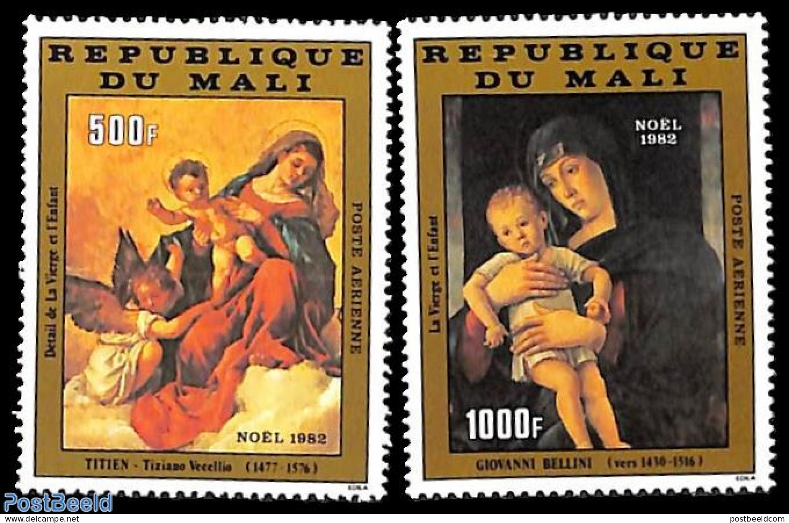 Mali 1982 Christmas 2v, Mint NH, Religion - Christmas - Art - Paintings - Natale