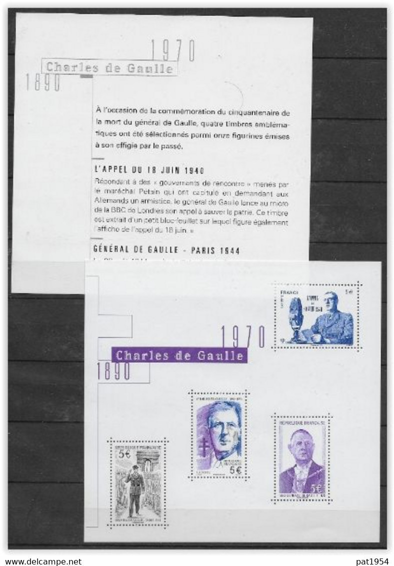 France 2020 Bloc F5446 Neuf De Gaulle Avec Notice Tirage 40 000 - Neufs