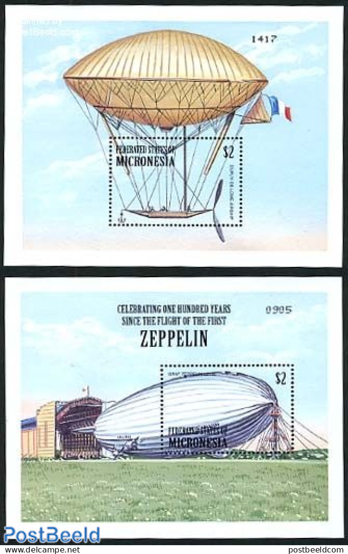 Micronesia 2000 100 Years Zeppelin 2 S/s, Mint NH, Transport - Zeppelins - Zeppeline