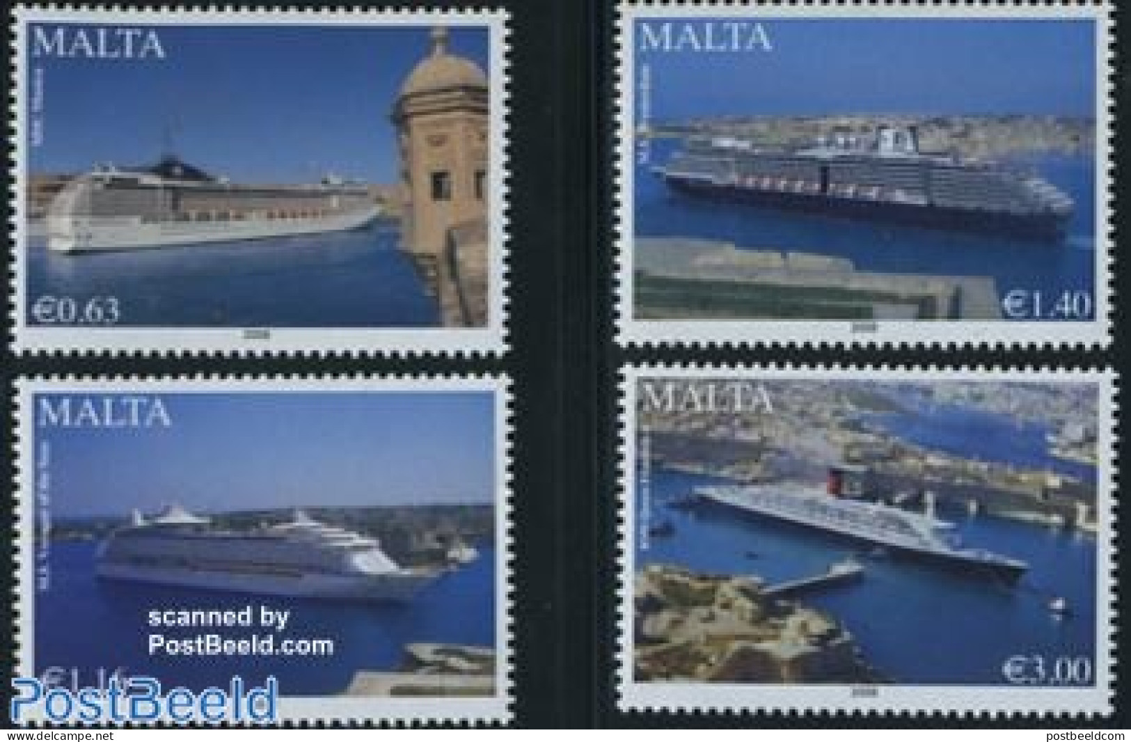 Malta 2008 Cruise Ships 4v, Mint NH, Transport - Ships And Boats - Art - Castles & Fortifications - Barcos