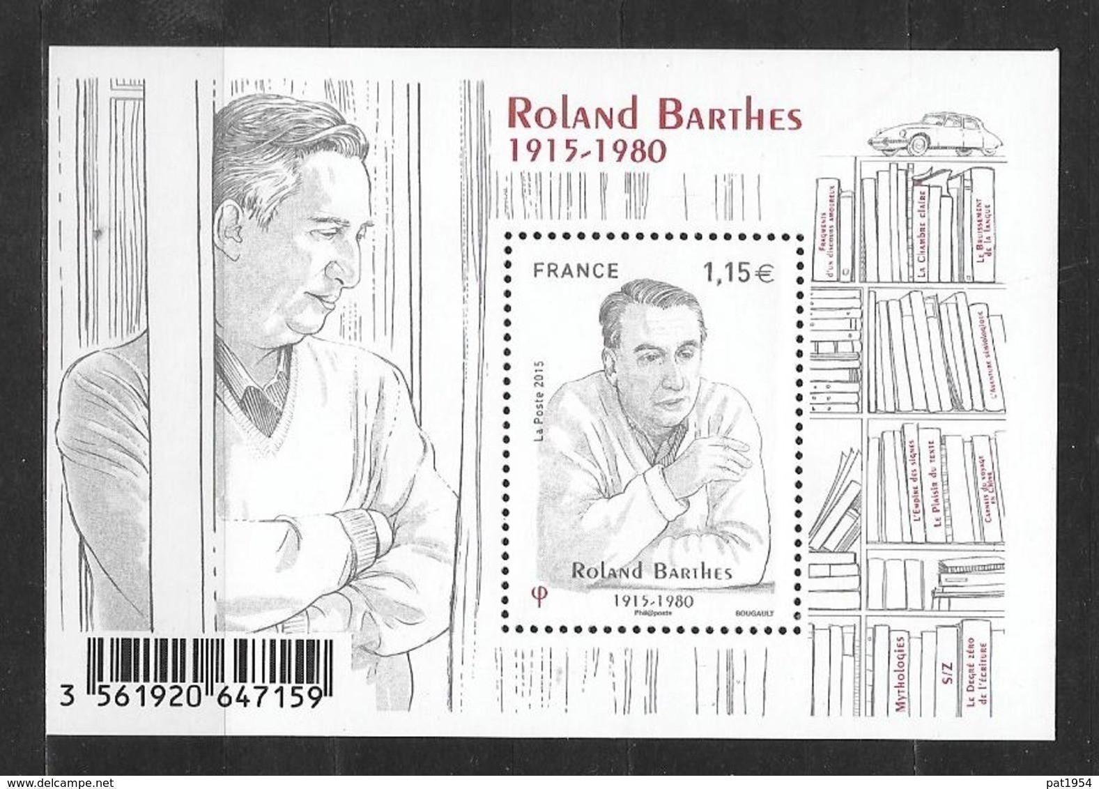 France 2015 Bloc Feuillet N° F5006 Neuf Roland Barthes à La Faciale + 10% - Mint/Hinged