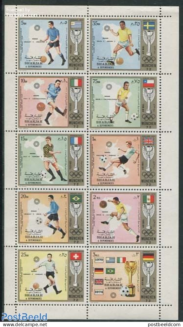 Sharjah 1972 WC Football 10v M/s, Mint NH, Sport - Football - Schardscha