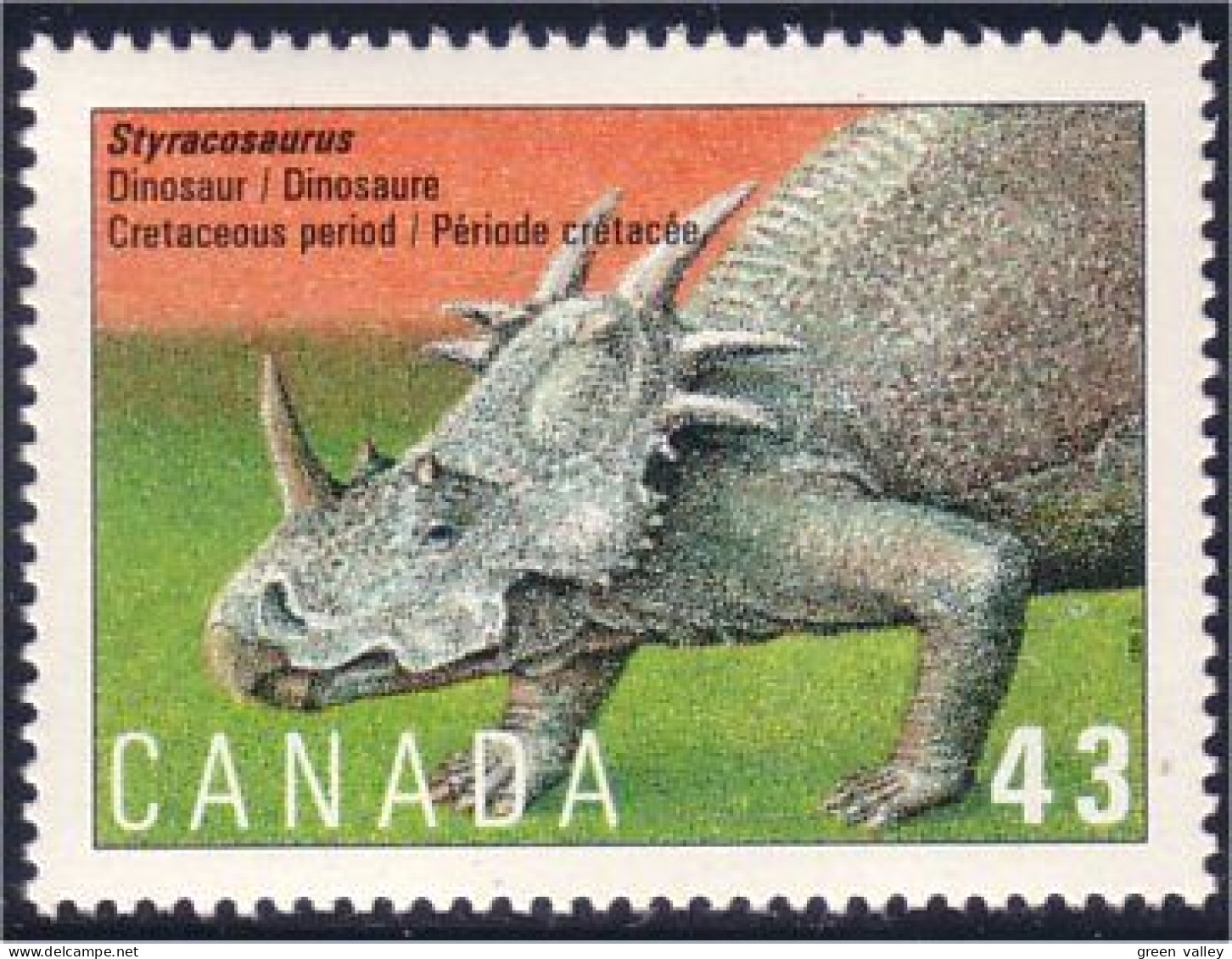 Canada Styracosaurus Dinosaur MNH ** Neuf SC (C14-96a) - Ongebruikt
