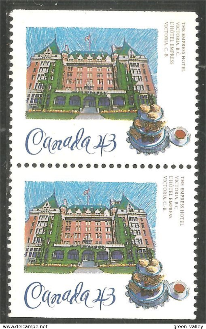 Canada CPR Empress Hotel Victoria BC Breakfast Café Coffee Paire MNH ** Neuf SC (C14-67pra) - Ongebruikt