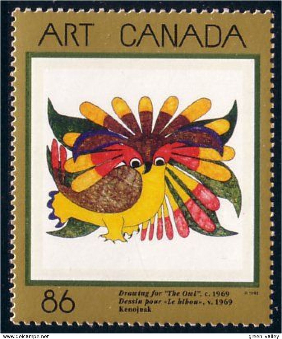 Canada Tableau Chouette Hibou Owl Eule Painting Kenojuak Ashevak MNH ** Neuf SC (C14-66d) - Uilen