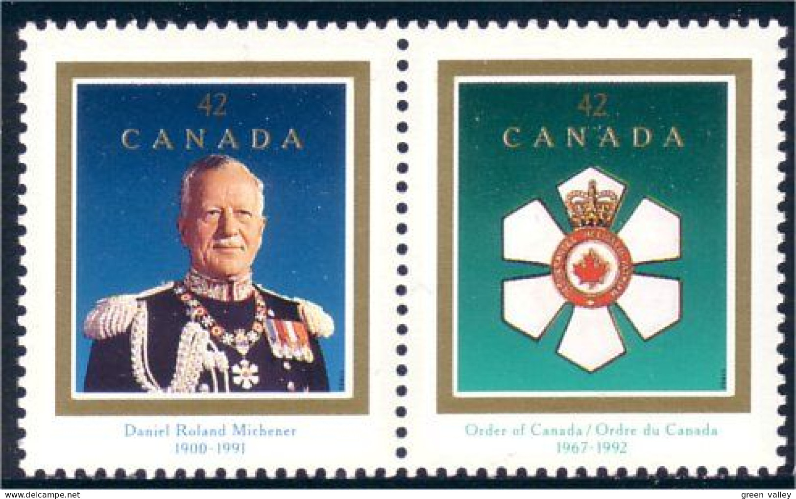 Canada Medaille Ordre Du Canada Medal Michener Se-tenant MNH ** Neuf SC (C14-46ab) - Militaria