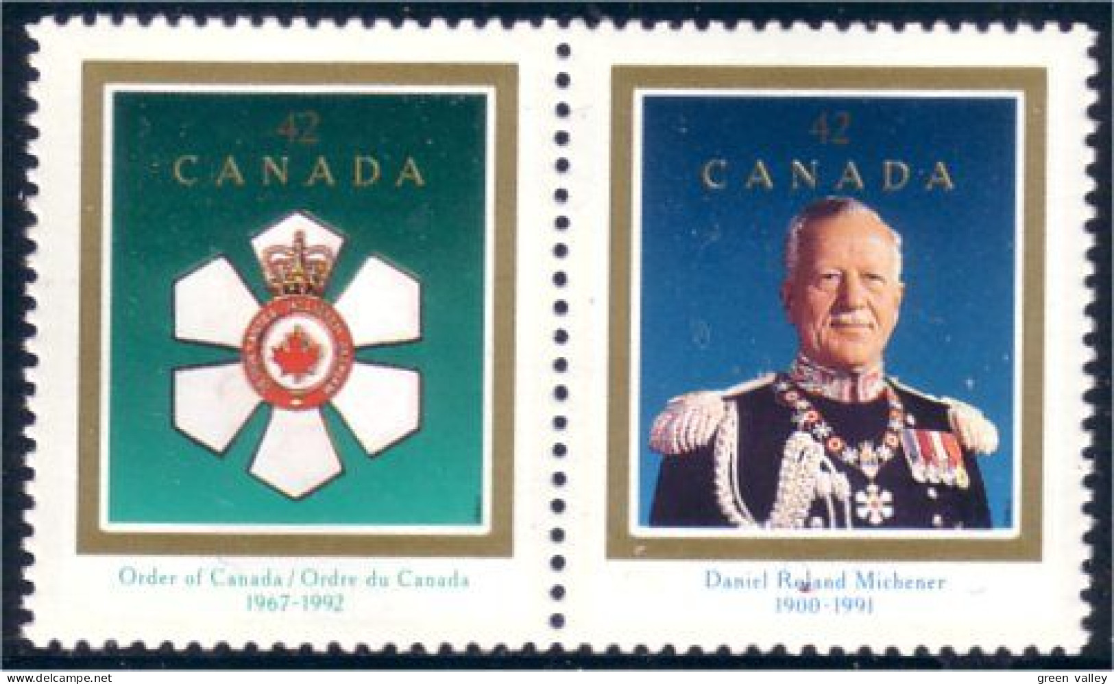 Canada Medaille Ordre Du Canada Medal Michener Se-tenant MNH ** Neuf SC (C14-47aa) - Nuevos