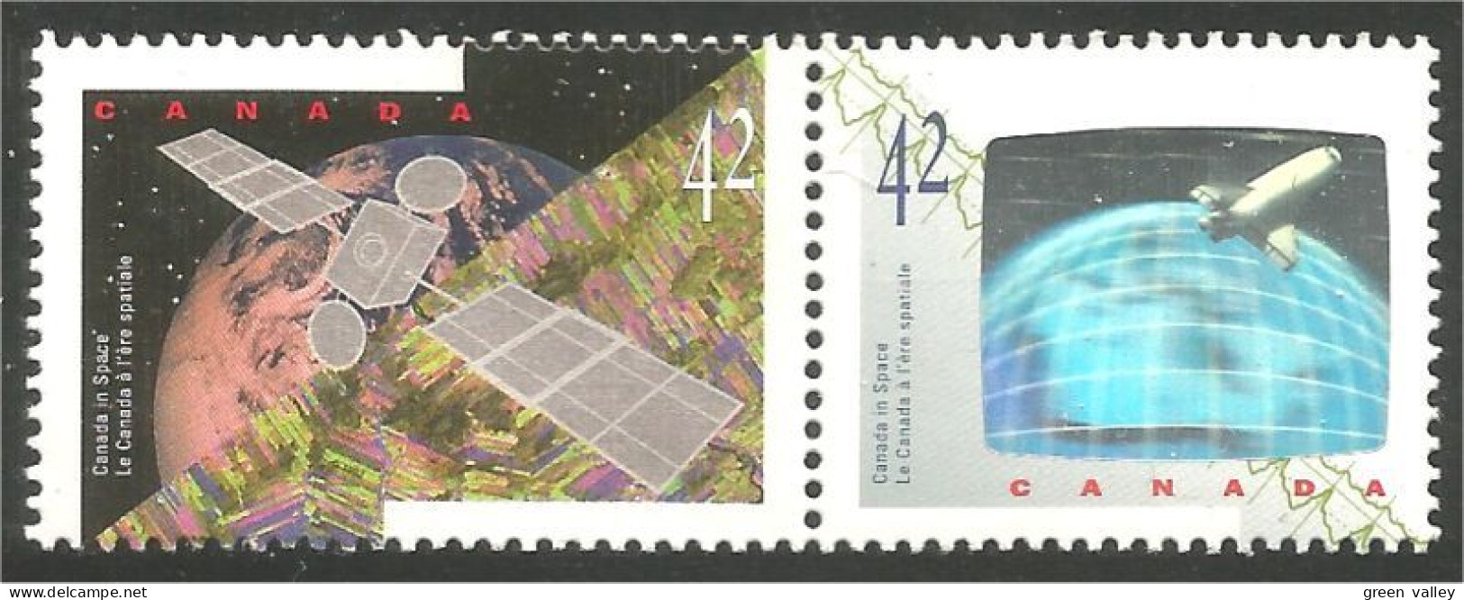 Canada Satellite ANIK E2 Navette Spatiale Shuttle Hologramme Se-tenant MNH ** Neuf SC (C14-42ab) - Télécom