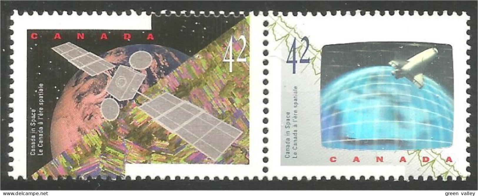 Canada Satellite ANIK E2 Navette Spatiale Shuttle Hologramme Se-tenant MNH ** Neuf SC (C14-42ad) - Hologramme