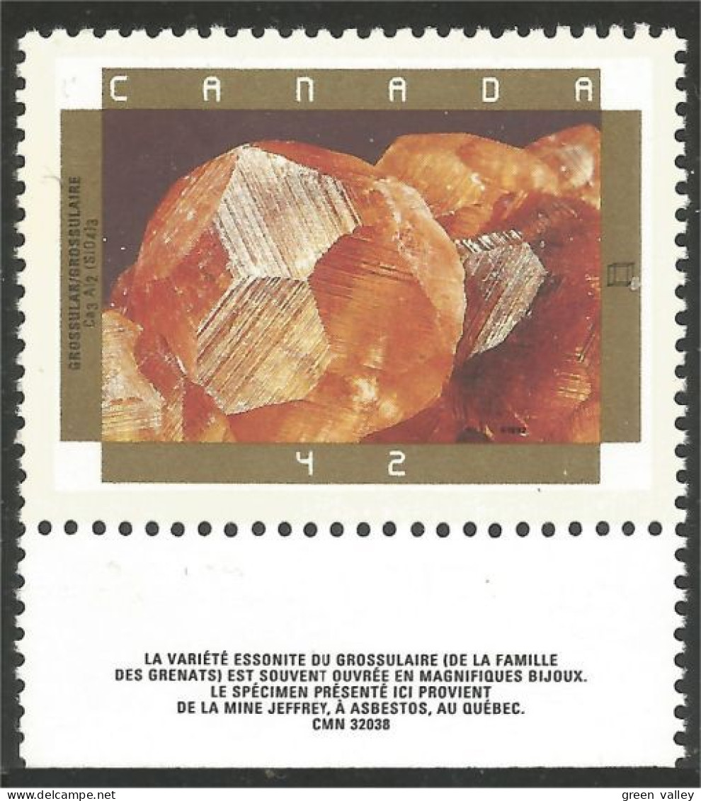 Canada Minerals Grossular Grossulaire MNH ** Neuf SC (C14-40ba) - Unused Stamps