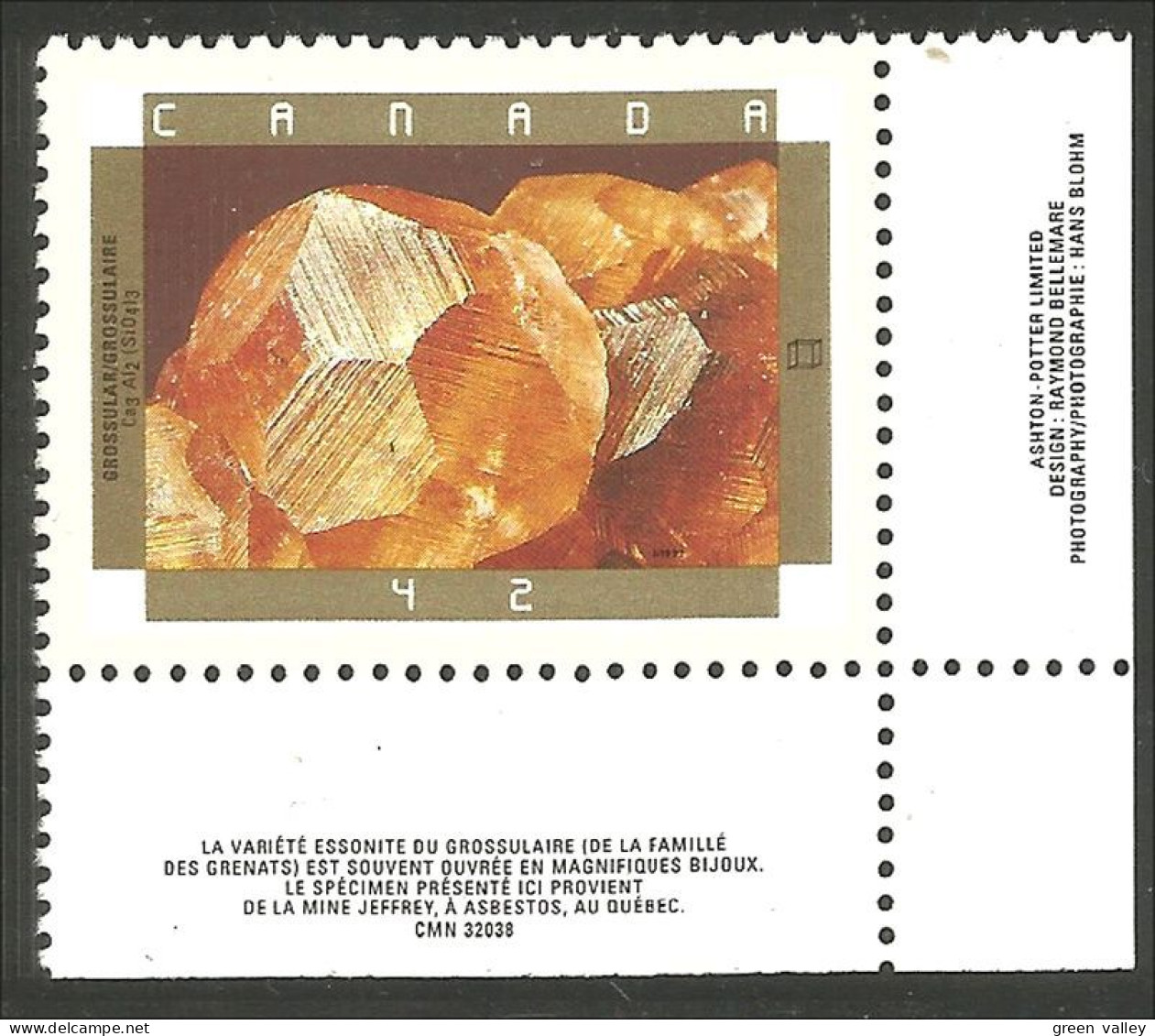 Canada Minerals Grossular Grossulaire MNH ** Neuf SC (C14-40clbl) - Minerali