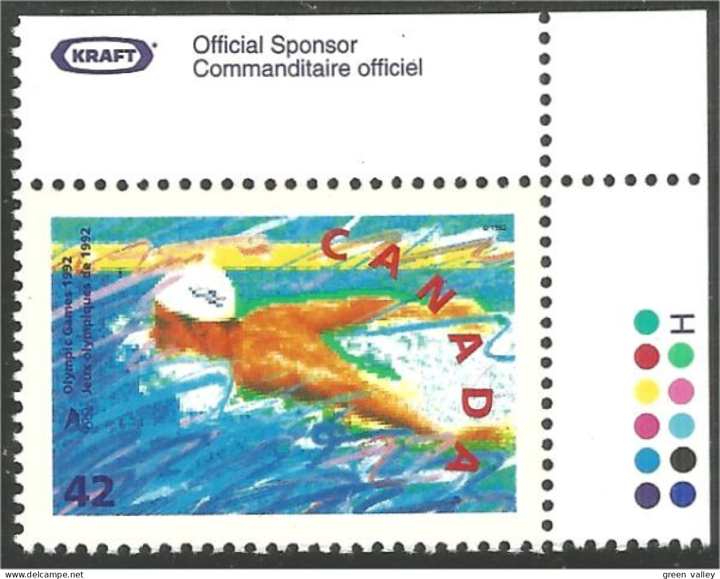 Canada Barcelone Swimming Natation KRAFT Official Sponsor Block Couleurs MNH ** Neuf SC (C14-18pc) - Unused Stamps