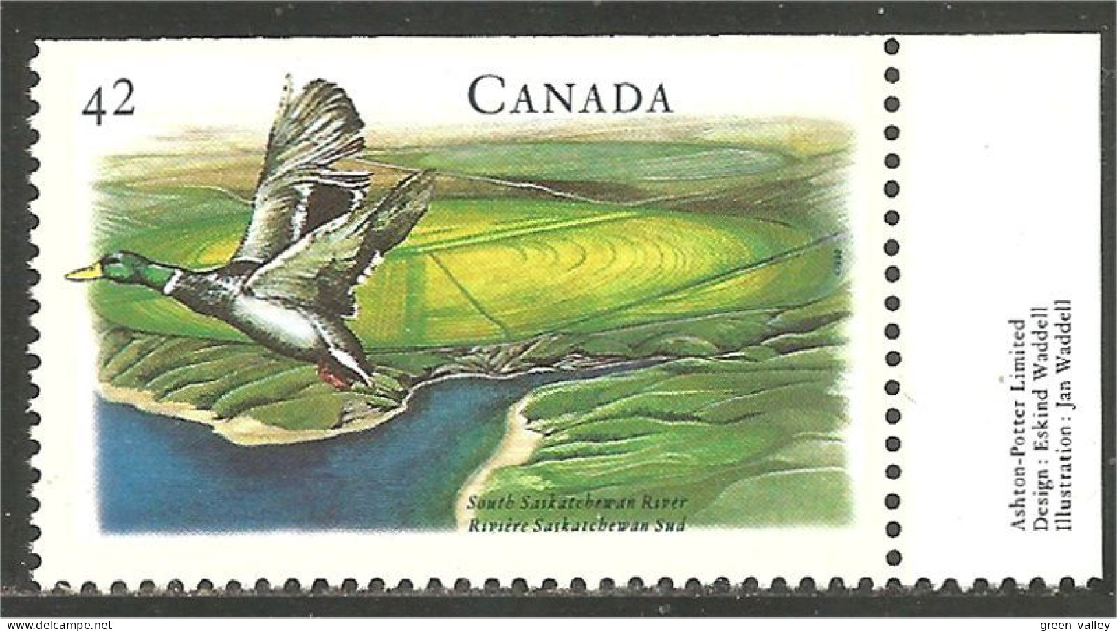 Canada Canard Duck Saskatchewan River MNH ** Neuf SC (C14-12lbl) - Unused Stamps