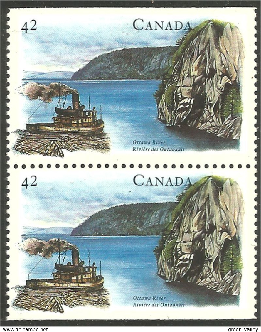 Canada Bois Wood Ottawa River Remorqueur Bateau Boat Ship Schiffe Paire MNH ** Neuf SC (C14-10pr) - Bateaux