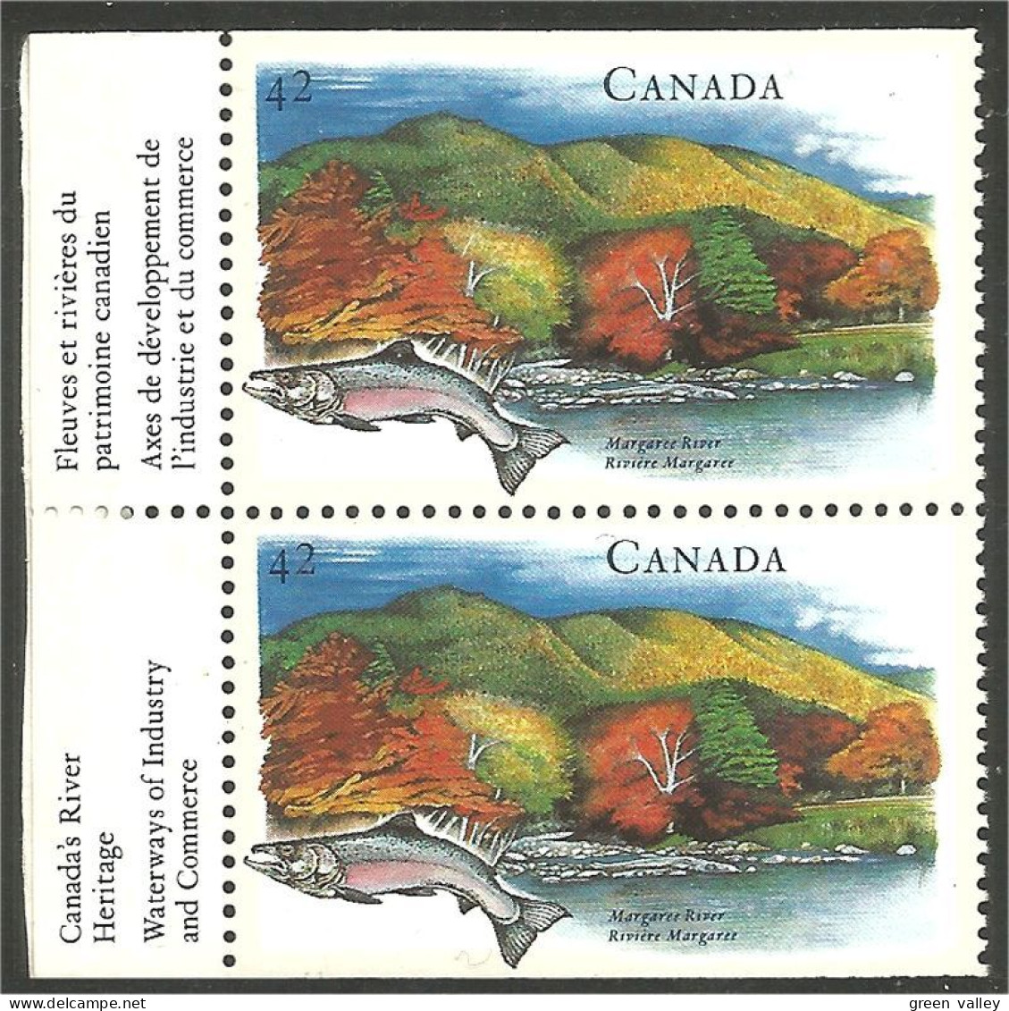 Canada Saumon Salmon Margaree River Paire Label MNH ** Neuf SC (C14-08pr-lbl) - Neufs