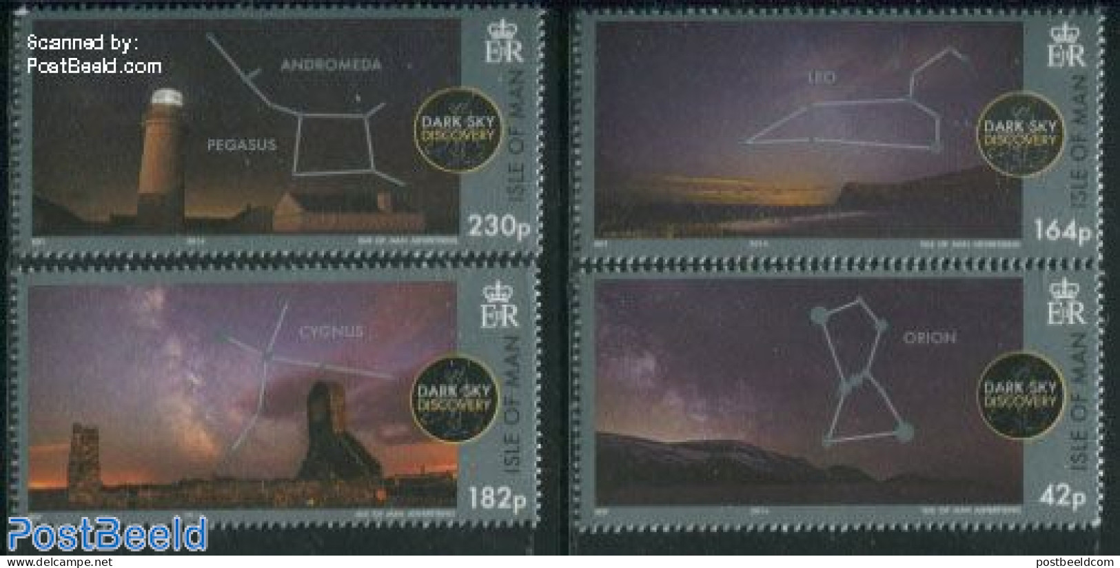 Isle Of Man 2014 Night Skies 4v, Mint NH, Science - Various - Astronomy - Lighthouses & Safety At Sea - Astrologie