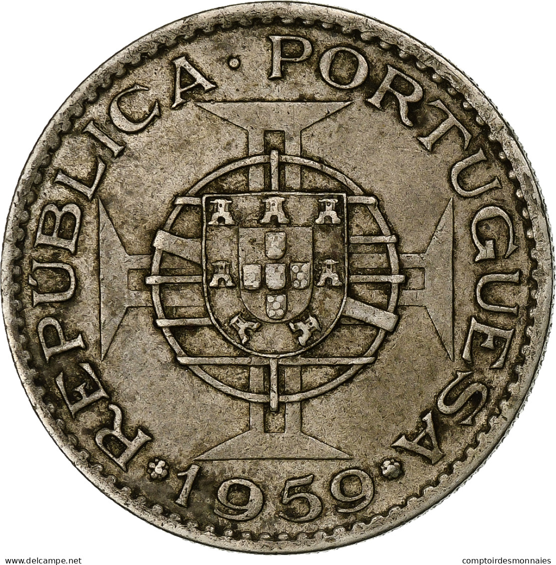 Inde Portugaise, 6 Escudos, 1959, Cupro-nickel, TTB, KM:35 - Portogallo