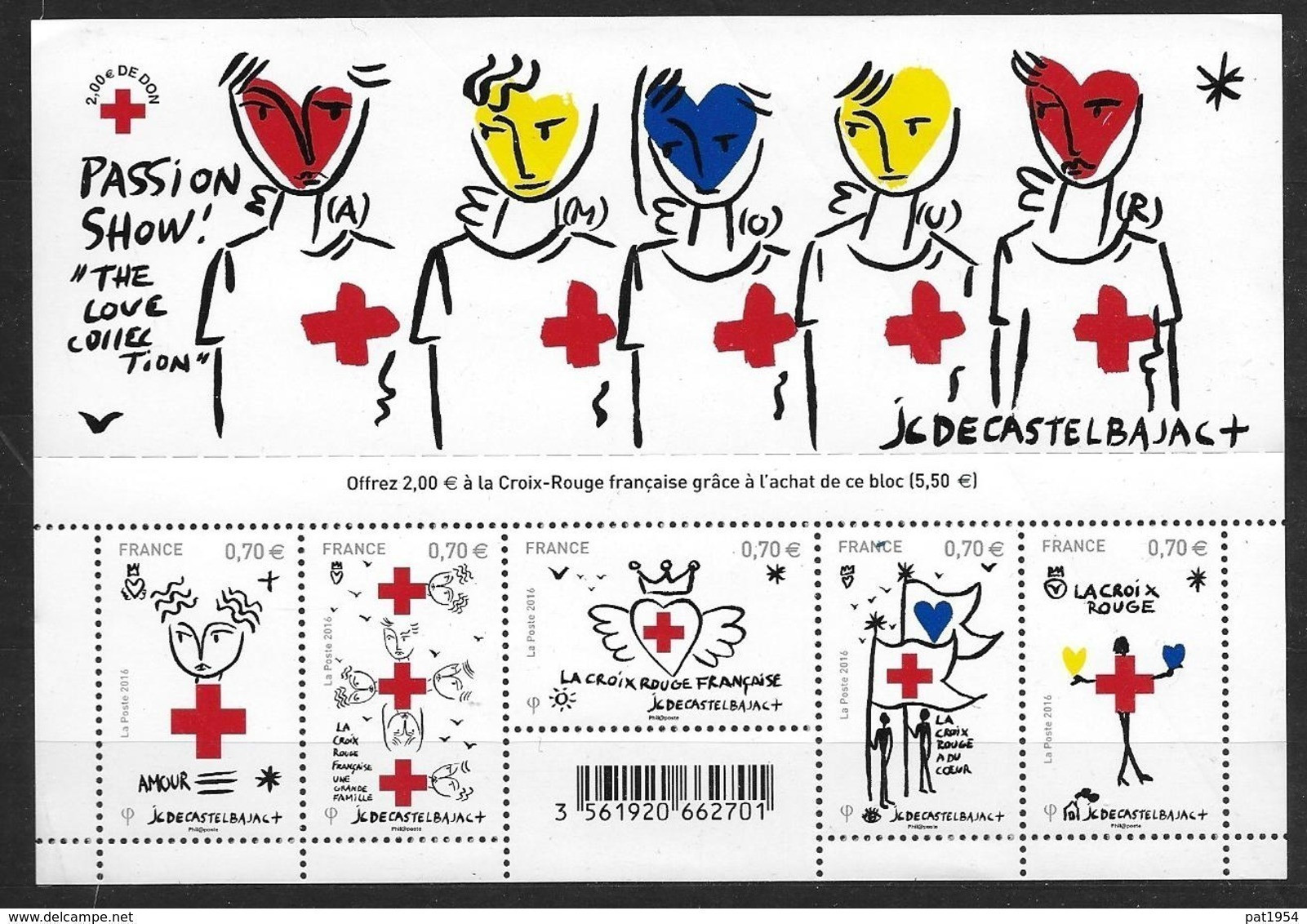 France 2016 Bloc Feuillet N° F5106  Neuf Pour La Croix Rouge. Prix De La Poste - Nuevos