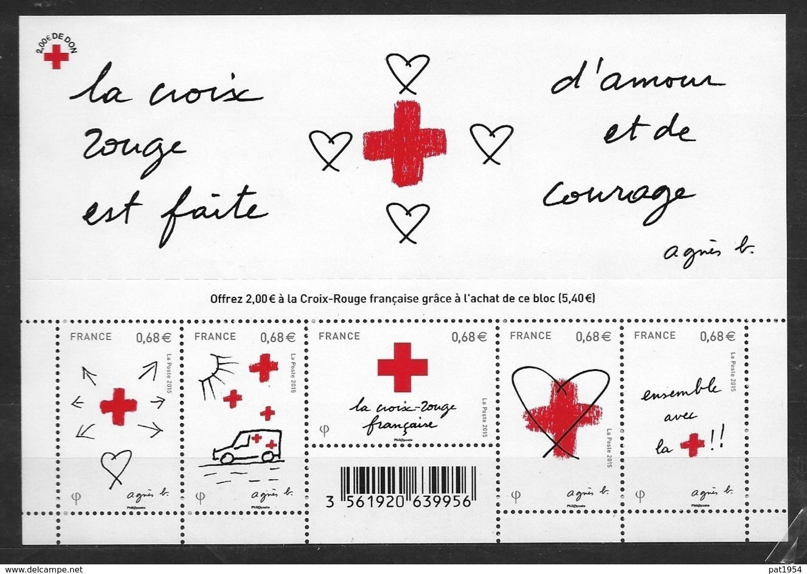 France 2015 Bloc Feuillet N° F5001 Neuf Surtaxe Pour La Croix Rouge Au Prix De La Poste - Nuevos