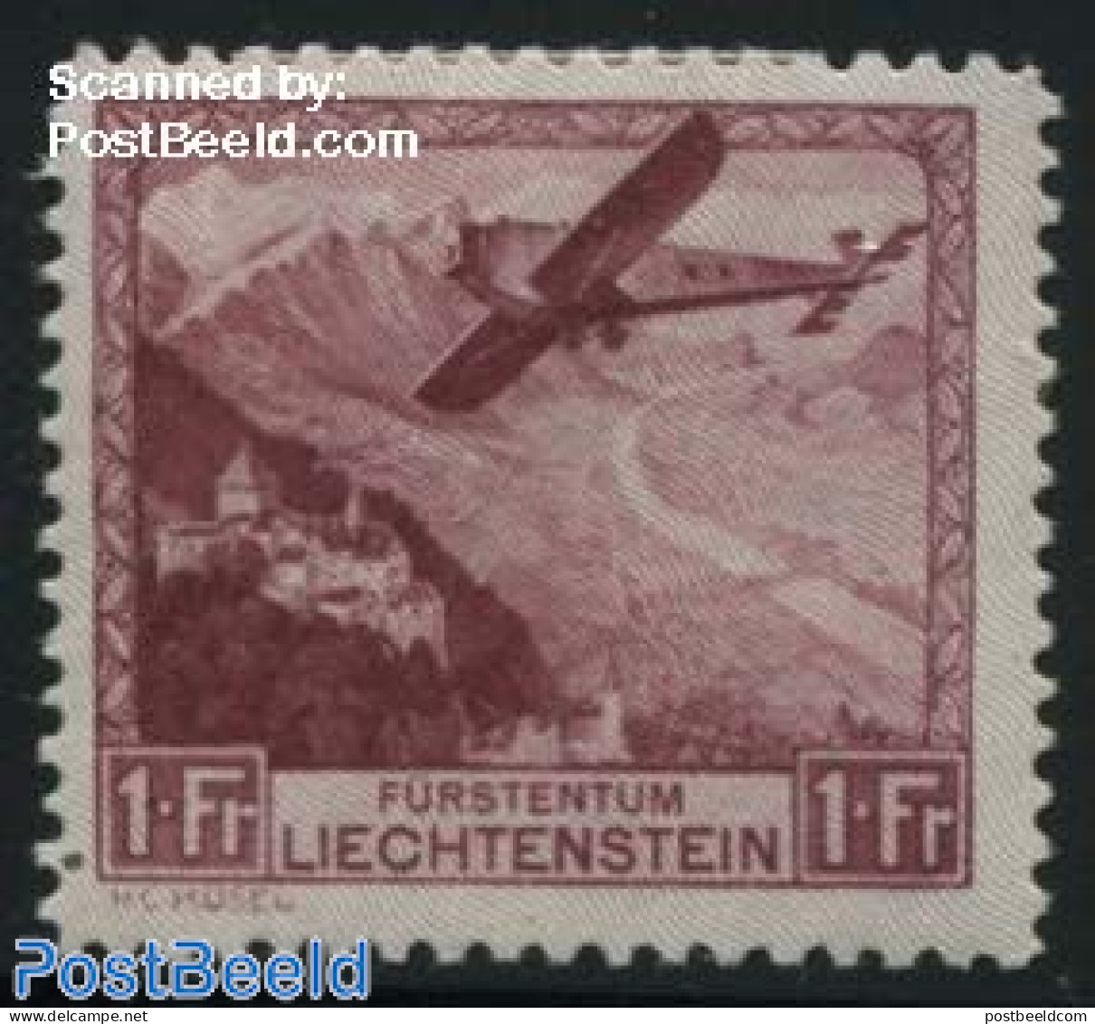 Liechtenstein 1930 1Fr, Stamp Out Of Set, Mint NH, Transport - Aircraft & Aviation - Neufs