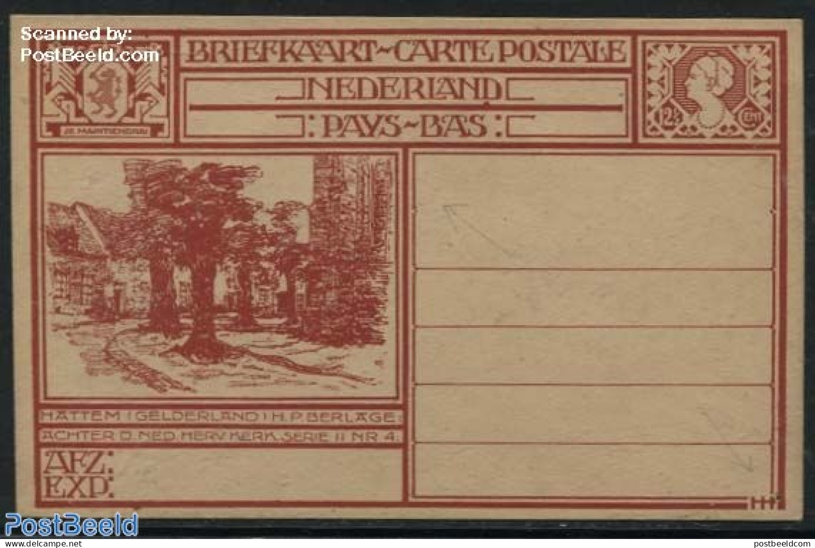 Netherlands 1924 Illustrated Postcard 12.5c, Hattem (Gelderland), Unused Postal Stationary - Covers & Documents
