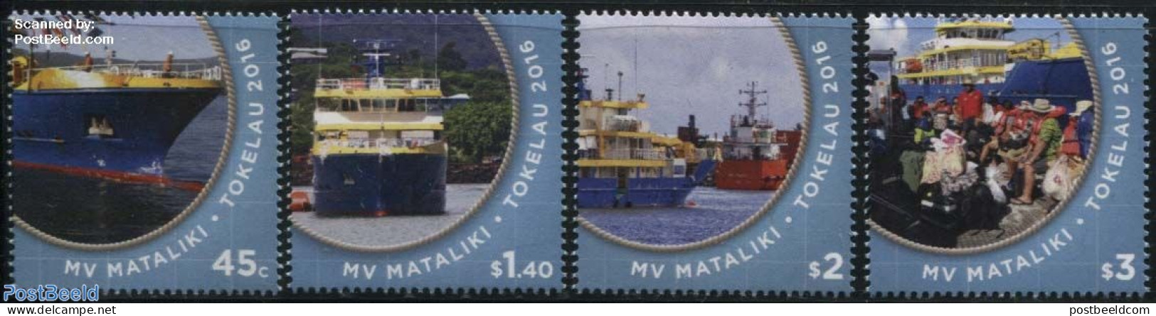 Tokelau Islands 2016 MV Mataliki 4v, Mint NH, Transport - Ships And Boats - Bateaux