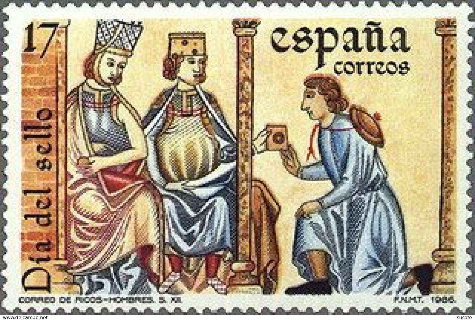 España 1986 Edifil 2857 Sello ** Día Del Sello Correo De Los Ricos Hombres (Cantigas De Alfonso X El Sabio) 17Pts Spain - Unused Stamps