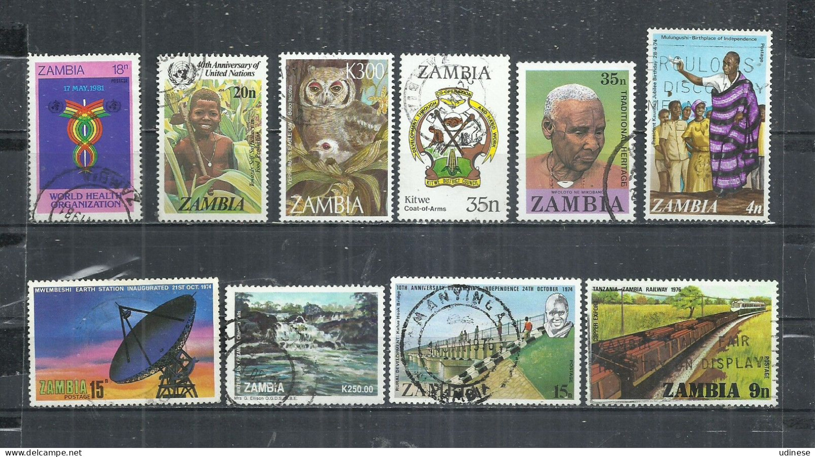 TEN AT A TIME - ZAMBIA - LOT OF 10 DIFFERENT 3 - POSTALLY USED OBLITERE GESTEMPELT USADO - Zambia (1965-...)