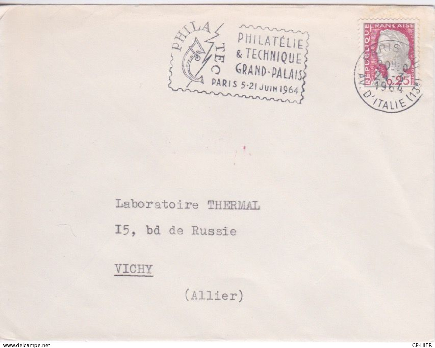 FRANCE - FLAMME  PHILATEC PARIS 5 21 JUIN 1964 - PHILATELIE & TECHNIQUE GRAND PALAIS - Mechanical Postmarks (Advertisement)