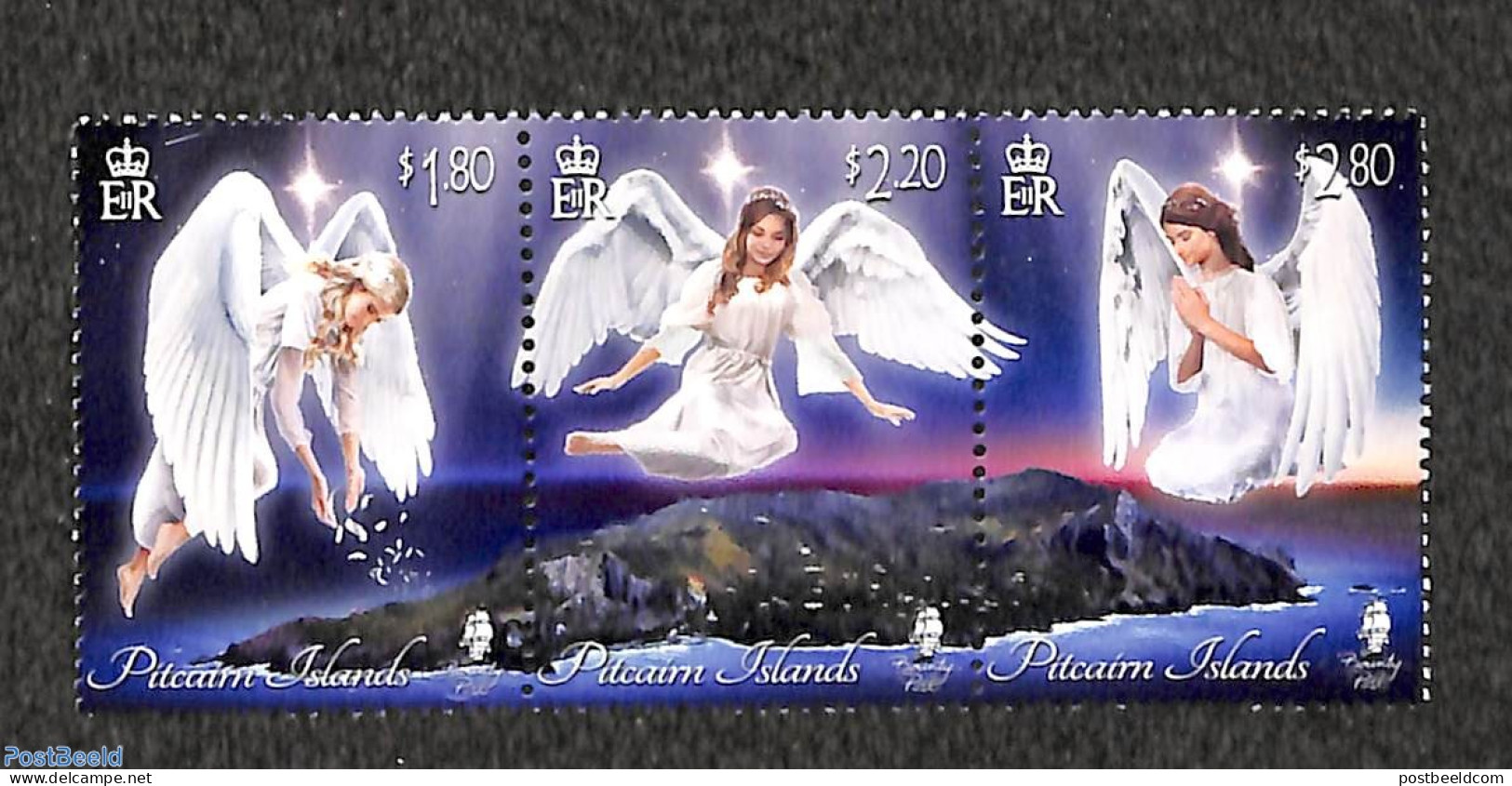 Pitcairn Islands 2019 Angels 3v [::], Mint NH, Religion - Angels - Christmas - Cristianesimo